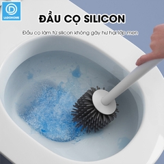 Cọ chà bồn cầu, bàn chải toilets nhà vệ sinh đầu silicon 2 trong 1 LH-8675, với đầu cọ linh hoạt len lõi mọi ngóc ngách
