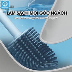 Cọ chà vệ sinh bồn cầu cán dài silicon gắn tường MT14 + tặng kèm kẹp gắp lông tóc