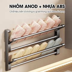 Kệ để giày dép treo tường 2 tầng LD-5233 nhôm anod không rỉ + tặng kèm miếng dán, tắt kê và vít