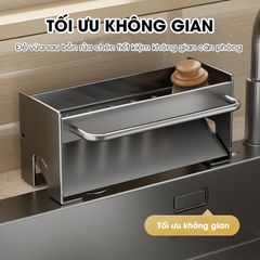 Kệ để đồ rửa chén, nước rửa chén bát, giẻ lau để bồn rửa LH-2345 thép carbon sơn nhiệt chống rỉ sét