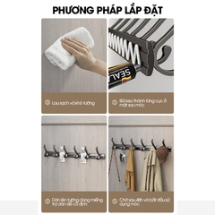 Móc treo tường RX14 Nhôm anod không rỉ, móc treo quần áo phòng ngủ, phòng khách, nhà tắm, nhà bếp, móc treo sau cửa