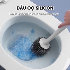 Cọ chà bồn cầu, bàn chải toilets nhà vệ sinh đầu silicon 2 trong 1 LH-8675, với đầu cọ linh hoạt len lõi mọi ngóc ngách