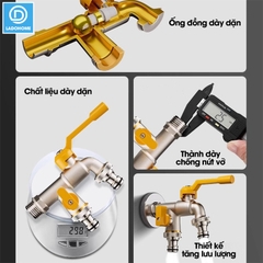 Vòi nước xả lưu lượng lớn cao cấp LD-9101, vòi xả hồ, vòi cho máy giặt, vòi nước ngoài trời sân vườn lõi to (Ren 21)