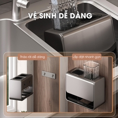 Kệ muỗng đũa, ống đựng muỗng đũa để bàn hoặc treo tường LH-6325 thép carbon chống rỉ