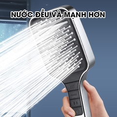 Vòi sen tăng áp bản to hiện đại 7 chế độ LD-9011, lưu lượng nước lớn và chế độ nút bấm dễ sử dụng