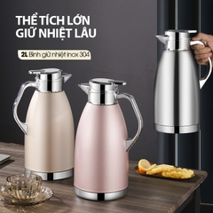Bình giữ nhiệt, ấm giữ nhiệt loại lớn 2.3L phong cánh châu Âu LH-2439, thời gian giữ nhiệt 24h, inox 304 cao cấp