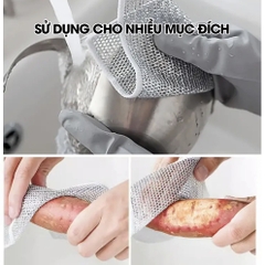 Khăn rửa chén bát dây thép, giẻ lau dây thép vệ sinh nhà bếp siêu sạch
