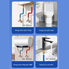 Ống dẫn nước nóng lạnh, ống nối cho bồn lavabo, bồn vệ sinh, máy giặt, máy nóng lạnh, inox 304 uốn cong tùy ý