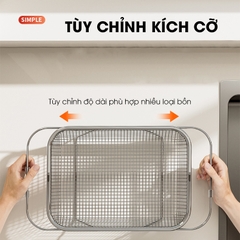 Rổ Inox treo bồn rửa chén, khay úp chén, khay rửa rau có thể điều chỉnh kích thước LD-2448