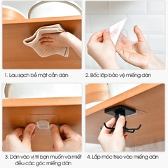 Móc xoay treo muỗng thìa nhà bếp, móc treo bếp, móc dán tường D1848