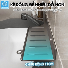 Kệ lắp bồn rửa mặt nhà tắm, giá để đồ trước gương LH-5588 Nhôm Anod không rỉ + tăng kèm keo dán + tắt kê ốc vít