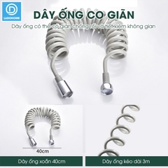 Bộ vòi xịt vệ sinh, toilet cao cấp LH-9424 thép không rỉ, lõi đồng + dây lò xo 2m, giá đỡ dán tường, van chia chữ H
