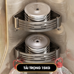Kệ treo góc tường nhà tắm nhà bếp loại to miếng dán đôi LH-6636 Nhôm Anod không rỉ
