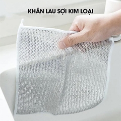 Khăn rửa chén bát dây thép, giẻ lau dây thép vệ sinh nhà bếp siêu sạch