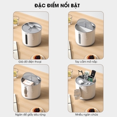 Hộp khăn giấy hộp đựng bút để bàn nhiều ngăn có thể xoay 360 TIHUA T9002