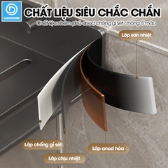 Kệ lắp bồn rửa mặt nhà tắm, giá để đồ trước gương LH-5588 Nhôm Anod không rỉ + tăng kèm keo dán + tắt kê ốc vít