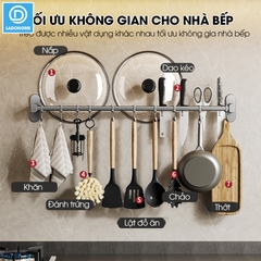 Móc treo nhà bếp đa năng có rảnh để dao và gác nắp nồi Nhôm Anod không rỉ RX08