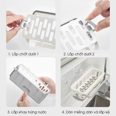 Kệ để dụng cụ rửa chén, giá để nước rửa chén bát treo tường có khay hứng nước LD-2468