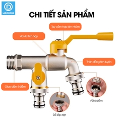 Vòi nước xả lưu lượng lớn cao cấp LD-9101, vòi xả hồ, vòi cho máy giặt, vòi nước ngoài trời sân vườn lõi to (Ren 21)