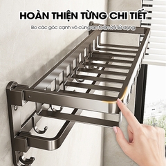 Giá treo khăn đa năng, kệ để khăn tắm gấp gọn SQ-6244 Nhôm Anod không rỉ