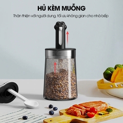 Hủ gia vị thủy tinh 350ml có thể điều chỉnh độ dài của muỗng TLG042-1