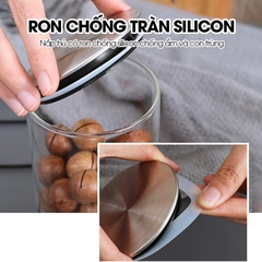 Hủ đựng trà thủy tinh, hủ đựng ngủ cốc nhà bếp, đồ ăn nhẹ snack, hủ gia vị có nắp bằng INOX cao cấp MFG-006