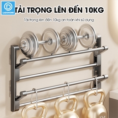 Kệ để giày dép treo tường 2 tầng LD-5233 nhôm anod không rỉ + tặng kèm miếng dán, tắt kê và vít