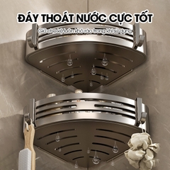 Kệ treo góc tường nhà tắm nhà bếp loại to miếng dán đôi LH-6636 Nhôm Anod không rỉ