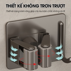 Móc kẹp cây lau nhà treo tường thép không rỉ RX09