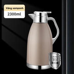 Bình giữ nhiệt, ấm giữ nhiệt loại lớn 2.3L phong cánh châu Âu LH-2439, thời gian giữ nhiệt 24h, inox 304 cao cấp