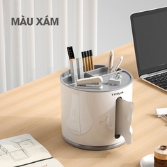 Hộp khăn giấy hộp đựng bút để bàn nhiều ngăn có thể xoay 360 TIHUA T9002