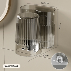 Giá để bàn chải và kem đánh răng kèm cốc súc miệng W8288 dán tường, nhựa PP nguyên sinh an toàn