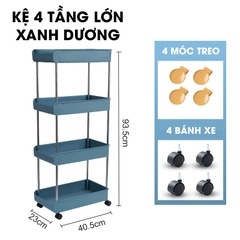 Kệ để đồ nhà bêp nhà tắm LH-3443 có bánh xe đẩy, kệ đứng cho khe hẹp tủ lạnh, phòng tắm, phòng bếp