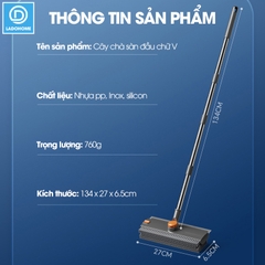 Cây chà sàn C16, chổi chà cọ sàn và gạt nước 2 trong 1, phiên bản nâng cấp với mặt bàn chải mở rộng chữ V chà mọi góc nghách