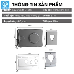 Dây phơi quần áo dây rút vô hình LH-6474 treo trong phòng tắm ngoài ban công ngoài trời dài tới 5.1m