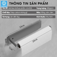 Giá treo túi đựng thực phẩm, thanh treo màn bọc thực phẩm, móc treo khăn lau nhà bếp LH-4102 Nhôm Anod không rỉ