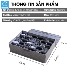 Hộp đựng đồ lót 30 ngăn có nắp đậy khóa kéo chống ẩm chống bụi LH-3344