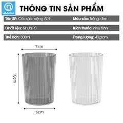 Cốc nước súc miệng, cốc đánh răng, ly uống nước A01 nhựa PET trong suốt