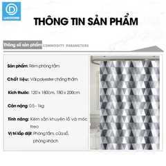Rèm treo nhà tắm họa tiết kim cương, rèm Poliester không thấm nước, rèm treo khách sạn, chung cư, nhà trọ
