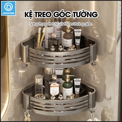 Kệ treo góc tường nhà tắm nhà bếp loại to miếng dán đôi LH-6636 Nhôm Anod không rỉ