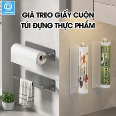 Giá treo túi đựng thực phẩm, thanh treo màn bọc thực phẩm, móc treo khăn lau nhà bếp LH-4102 Nhôm Anod không rỉ