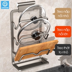 Giá để nắp nồi treo tường, giá treo nắp vung LH-6337 Nhôm Anod không rỉ + tặng keo dán, tắt kê và vít