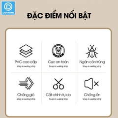 Thanh chèn chân cửa ngăn gió bụi côn trùng nhựa PVC D1949, dùng được cho cửa mở quay có độ dày 3-5cm, khe hở không quá 2cm