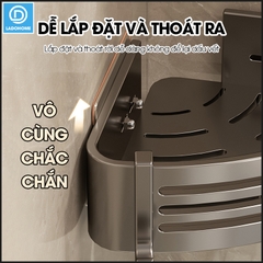Kệ treo góc tường nhà tắm nhà bếp loại to miếng dán đôi LH-6636 Nhôm Anod không rỉ