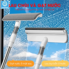 Cây lâu kính C10, lau cửa sổ kính kết hợp gạt nước và chà bùi bẩn + Tặng kèm 2 miếng lau thay thế