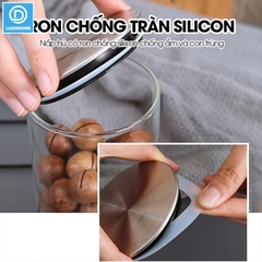 Hủ đựng trà thủy tinh, hủ đựng ngủ cốc nhà bếp, đồ ăn nhẹ snack, hủ gia vị có nắp bằng INOX cao cấp MFG-006