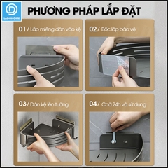 Kệ treo góc tường nhà tắm nhà bếp loại to miếng dán đôi LH-6636 Nhôm Anod không rỉ