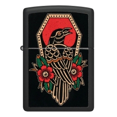 Bật Lửa ZIPPO - Classic - Crow Tattoo Design ( Chim Hoa Đỏ )