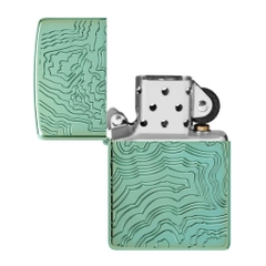 Bật Lửa ZIPPO - Armor -  Map Design (Xanh Lá Mạ Khắc Bản Đồ)