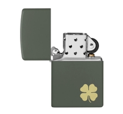 Bật Lửa ZIPPO - Classic - Four Leaf Clover (Xanh Rêu Khắc Cỏ Bốn Lá)